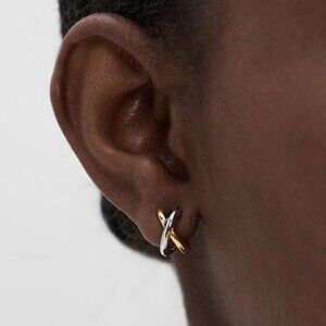 NEW~ Anthropologie Shashi "X" Mixed Metal Huggie Earrings
